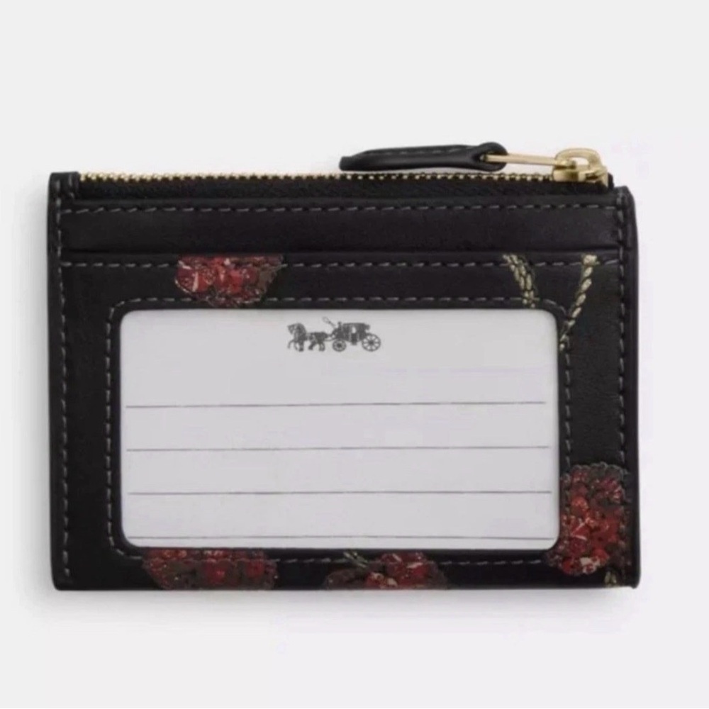 COACH Mini Skinny Id Case Cardholder Keychain Wallet w Cherry Print CDF83 NWT - Picture 7 of 7